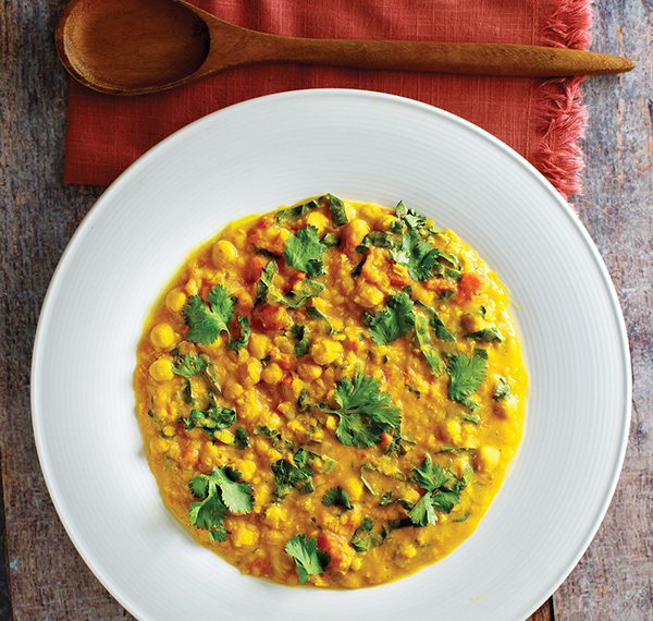 Coconut Curry Lentil Chickpea Bowls with Kale