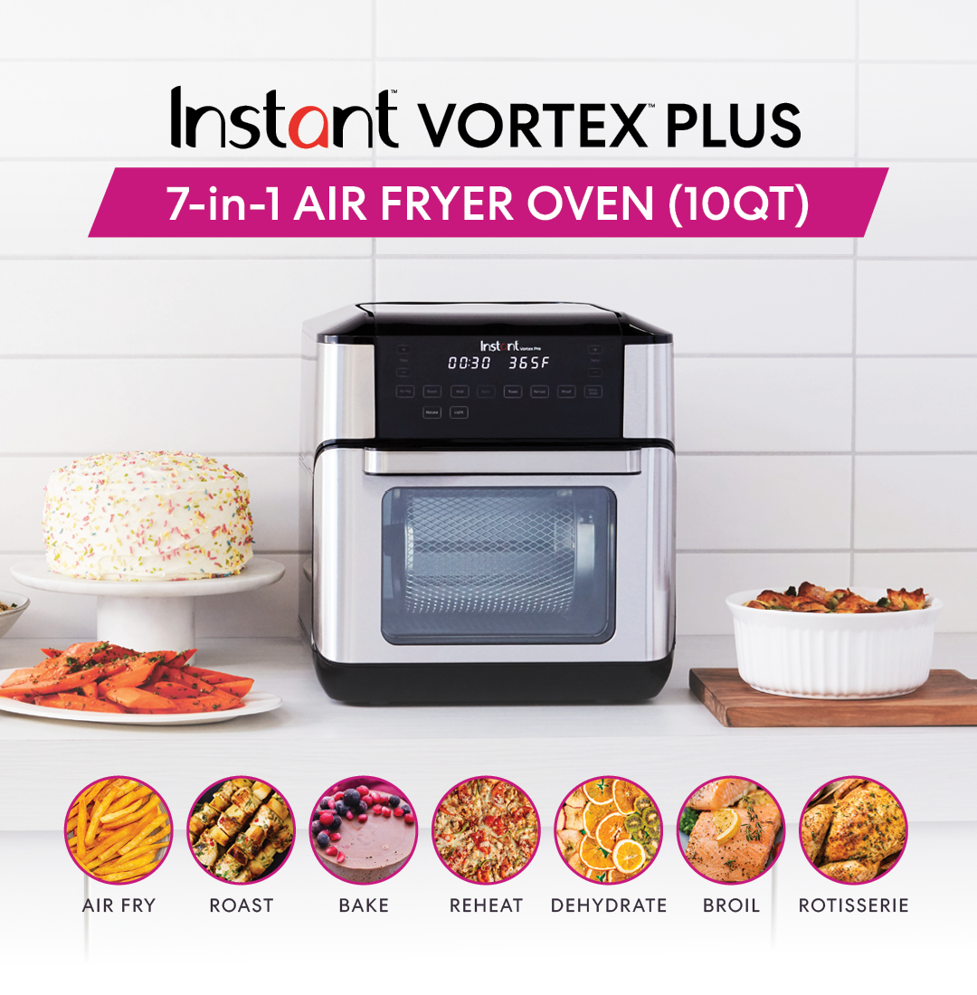 Instant Vortex 6 Quart Air Fryer Oven 4-in-1 Functions Air Fry Bake Roast  Reheat